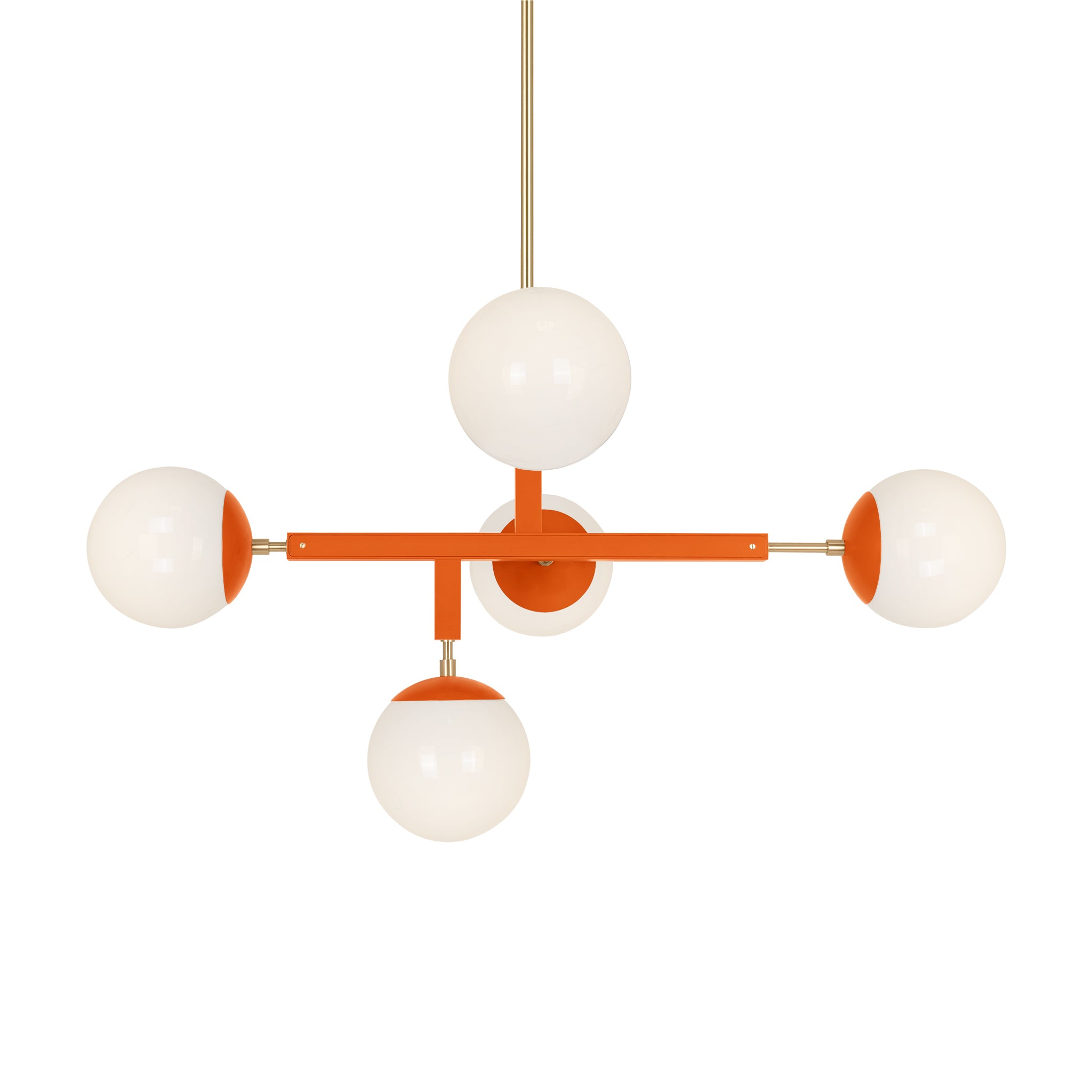 Brass and orange color Prisma chandelier 35" Dutton Brown lighting