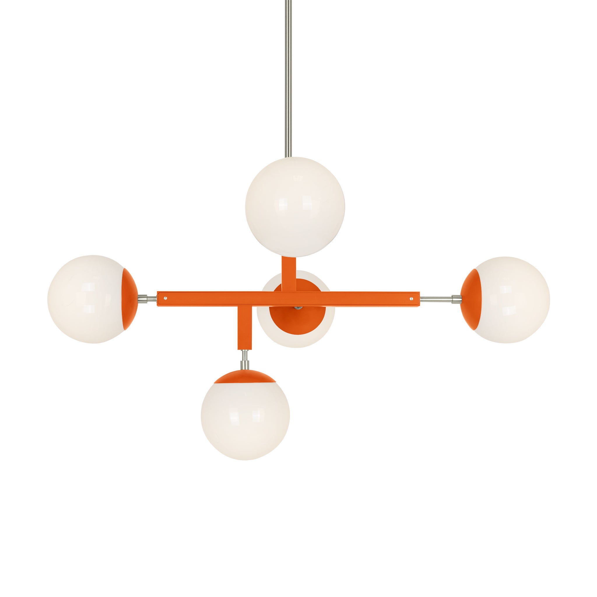 nickel and orange color Prisma chandelier 35" Dutton Brown lighting