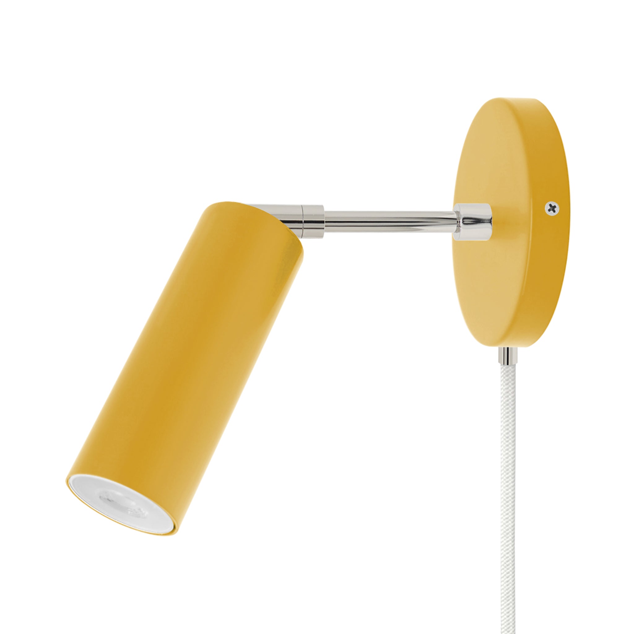 Nickel and Ochre color Reader plug-in sconce 3" arm Dutton Brown lighting
