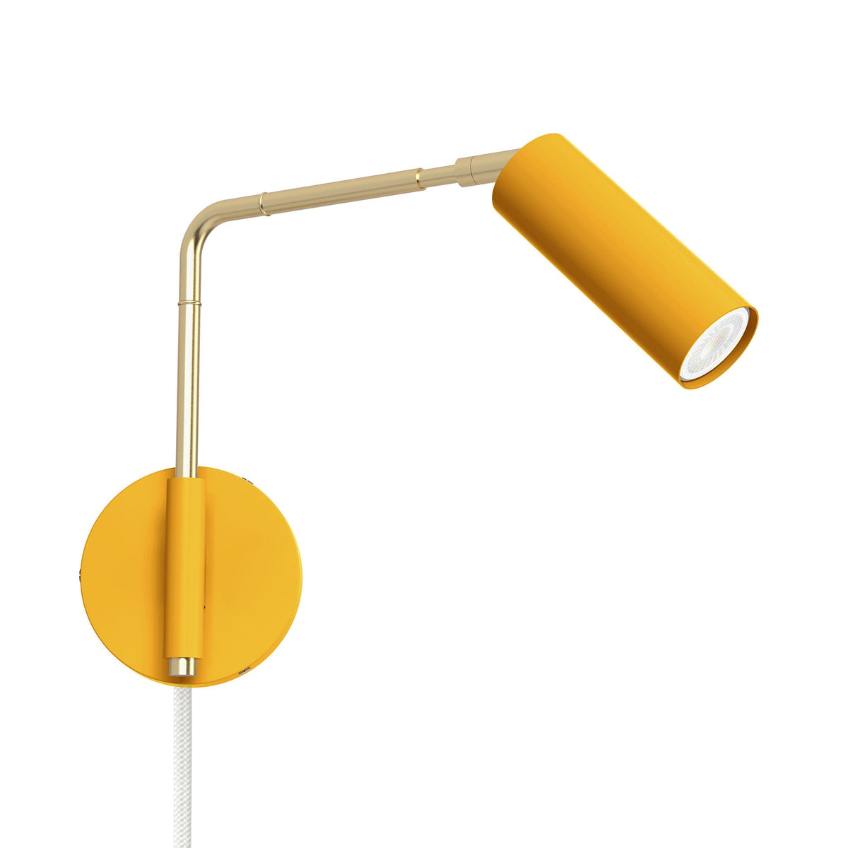 brass ochre color reader swing arm plug-in sconce - 9" arm dutton brown lighting