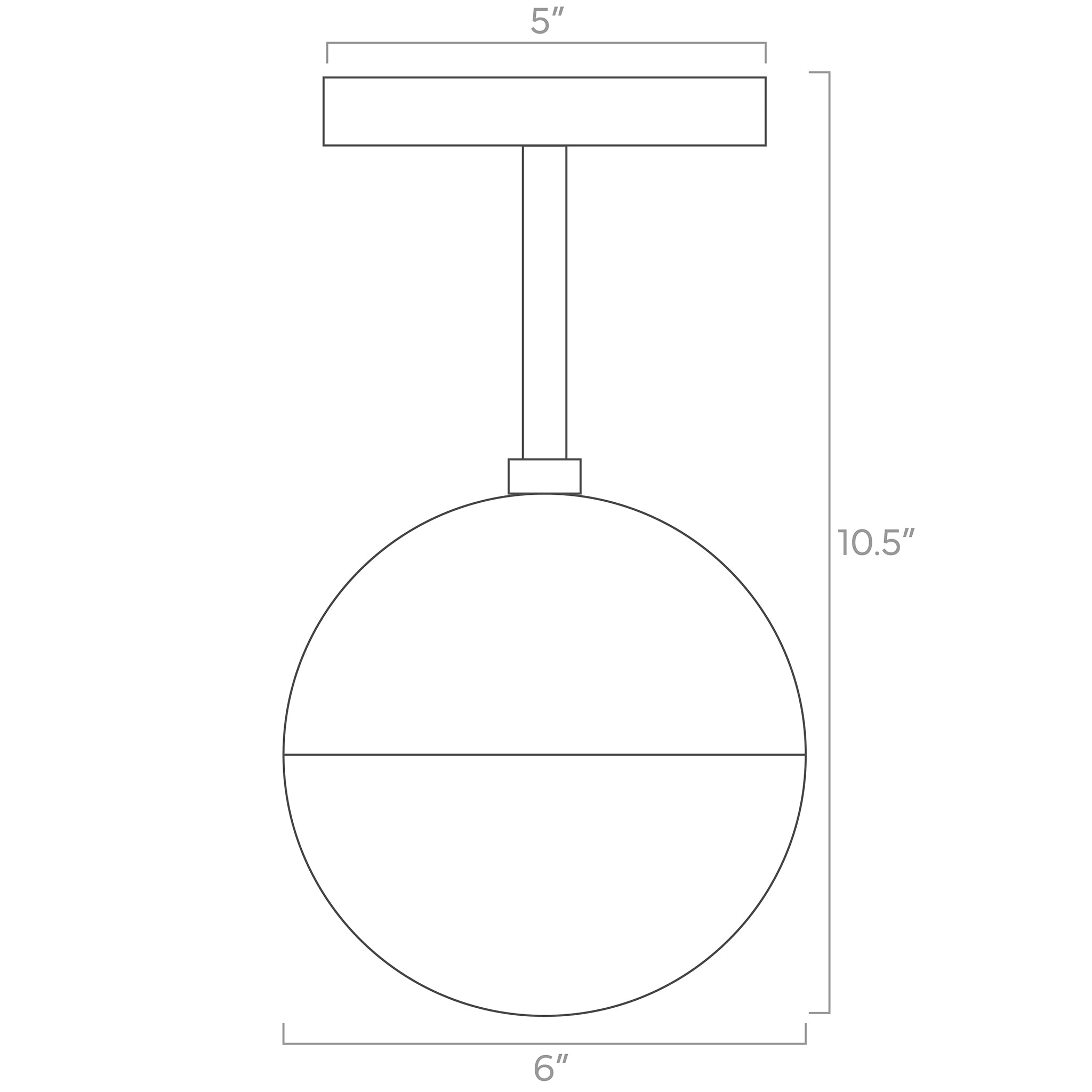 color lure globe flush mount 6-inch ISO drawing, dutton brown lighting