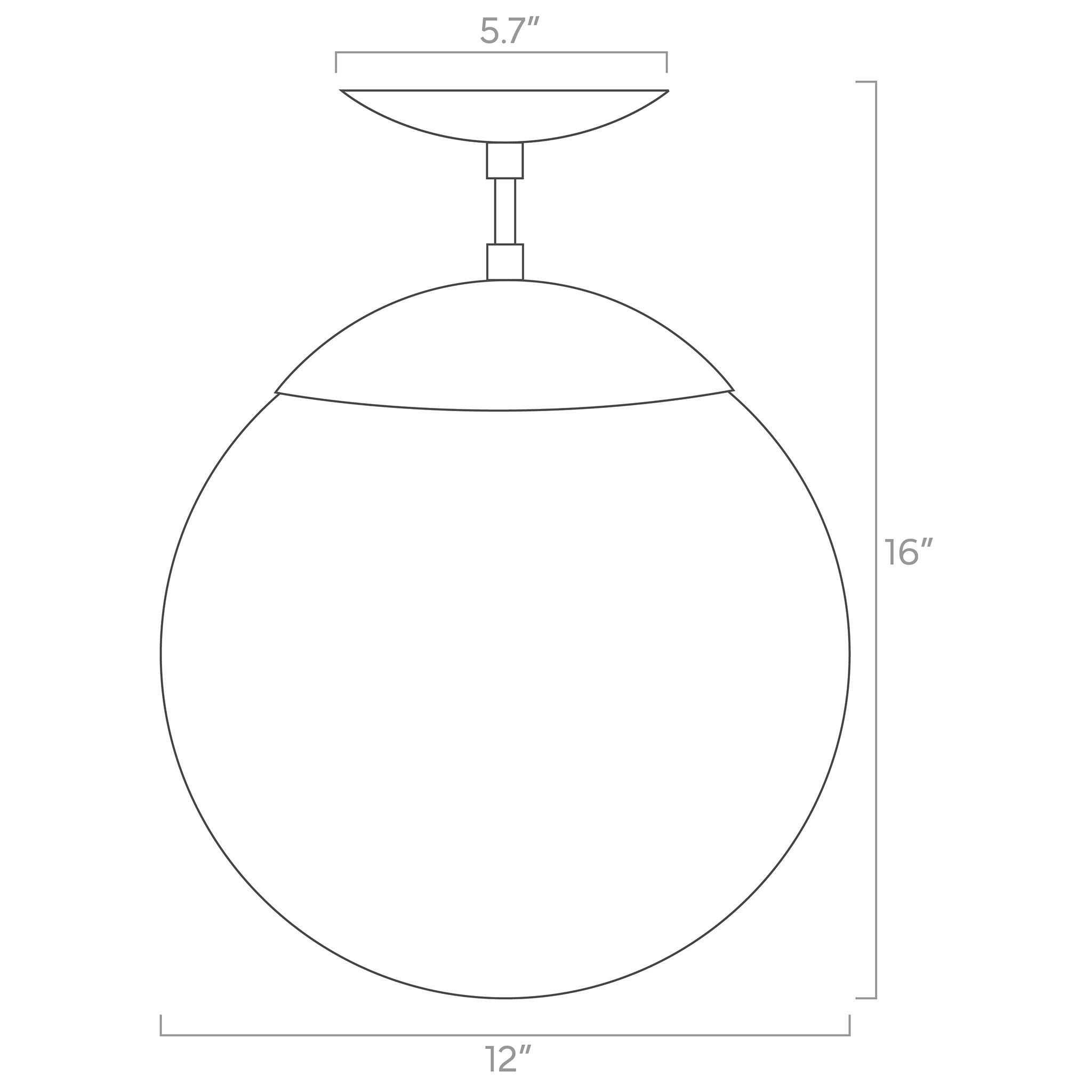 cap globe flush mount 12-inch ISO drawing, dutton brown lighting