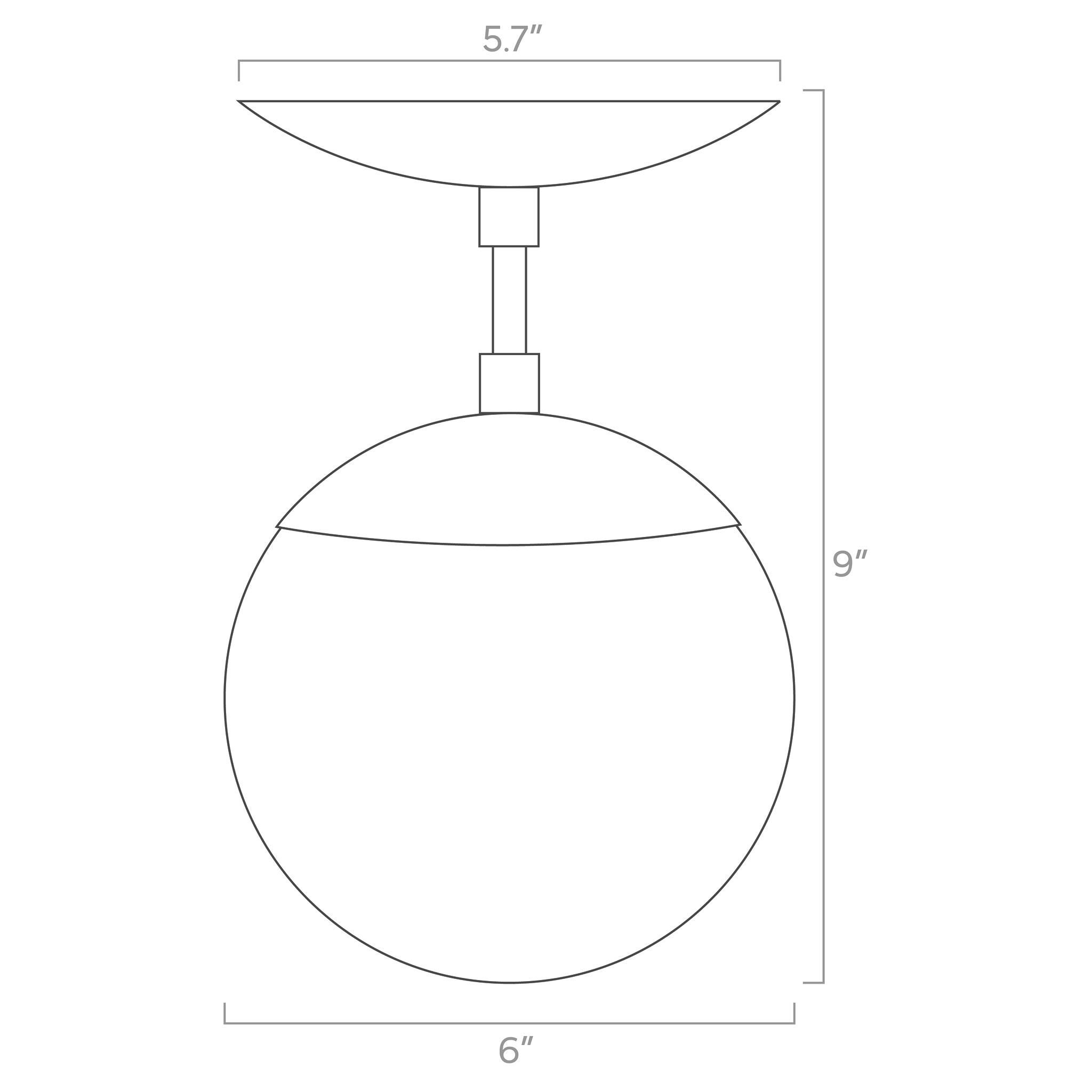 cap globe flush mount 6-inch ISO drawing, dutton brown lighting
