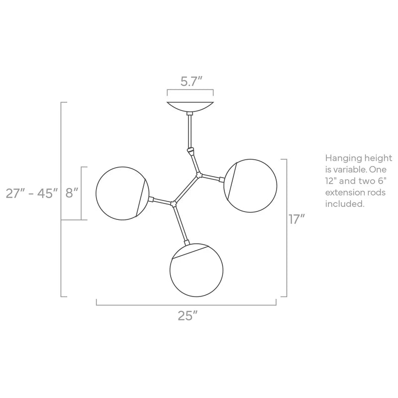 Dimensions of Sketch Color Astar 3 Chandelier