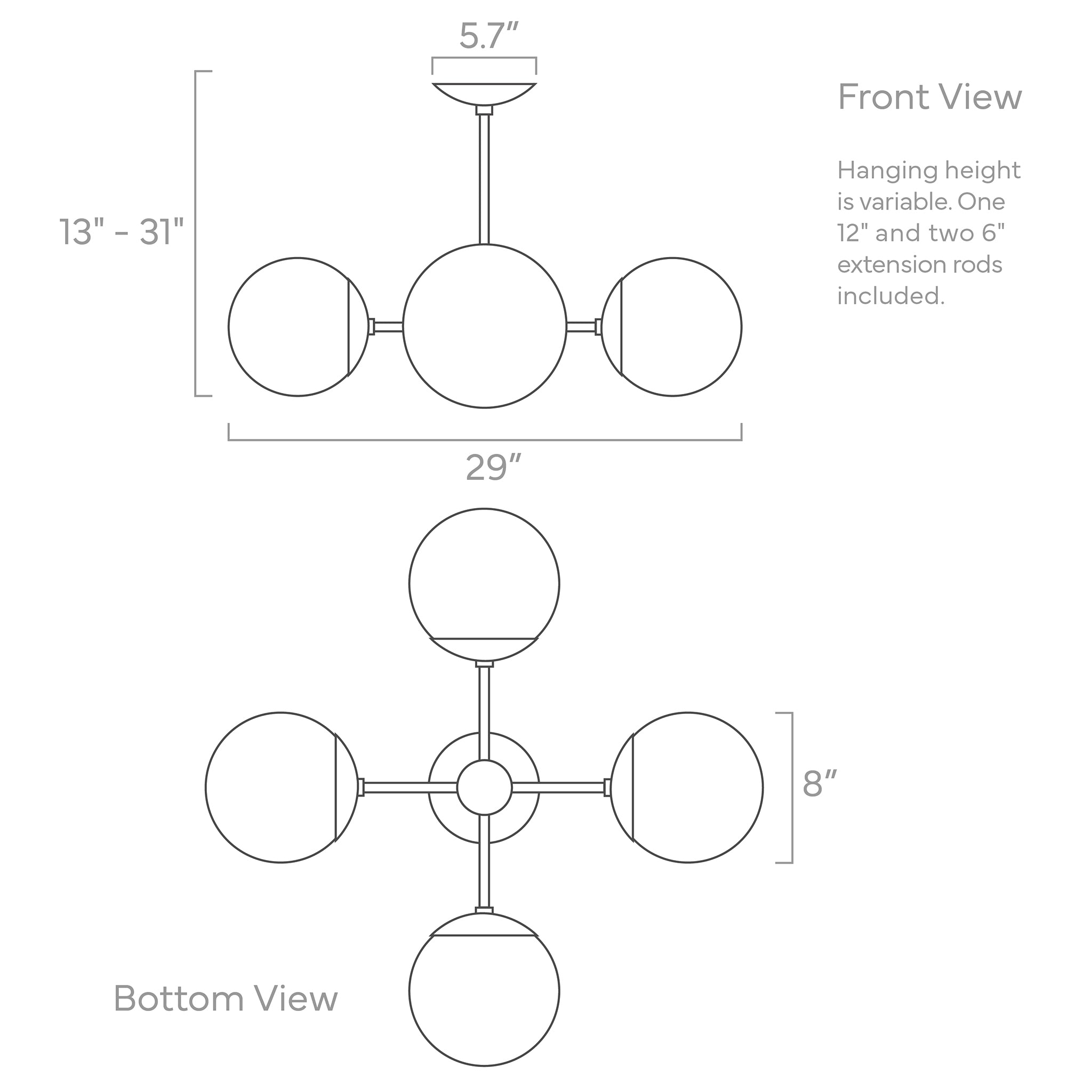 big orbi globe chandelier ISO drawing, dutton brown lighting