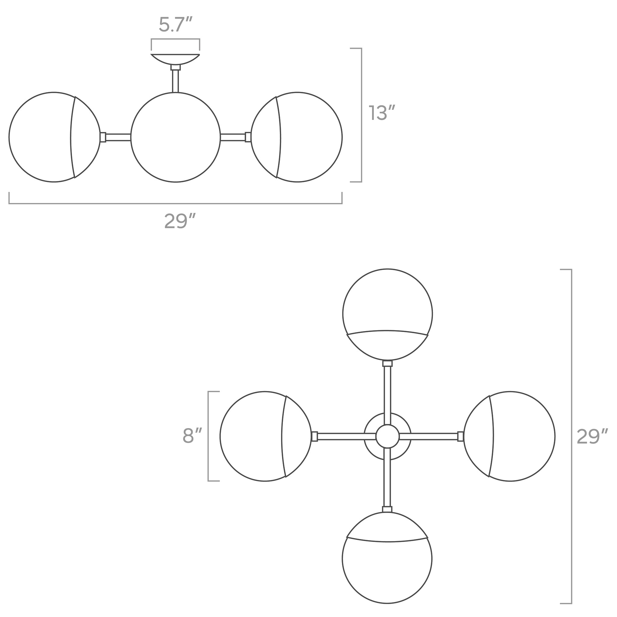 big orbi globe chandelier ISO drawing, dutton brown lighting