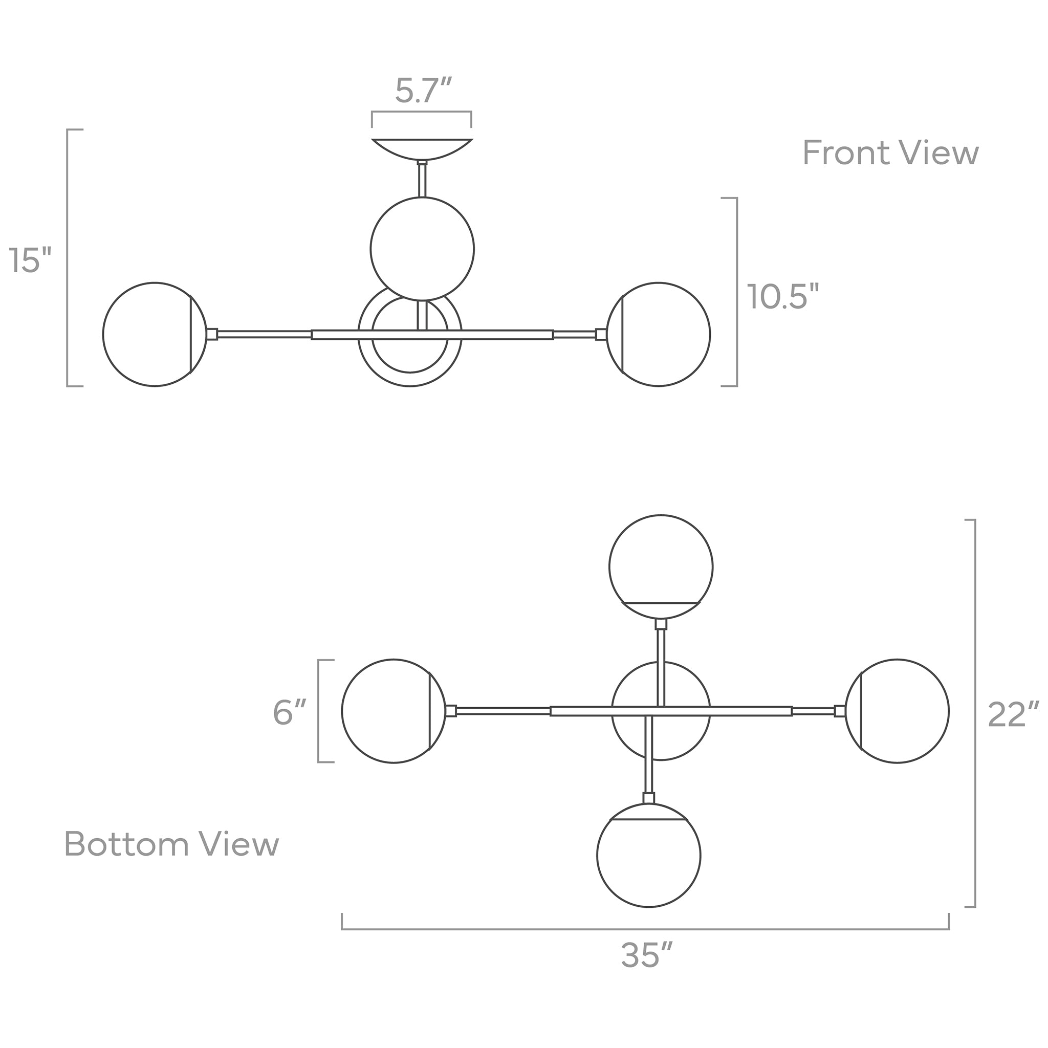 status flush mount 35-inch ISO drawing, dutton brown lighting