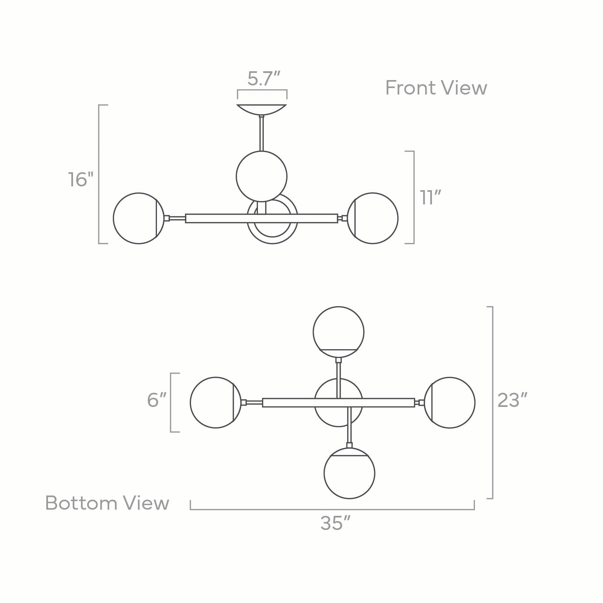 ISO drawing Status Flush Mount Lighting Dutton Brown
