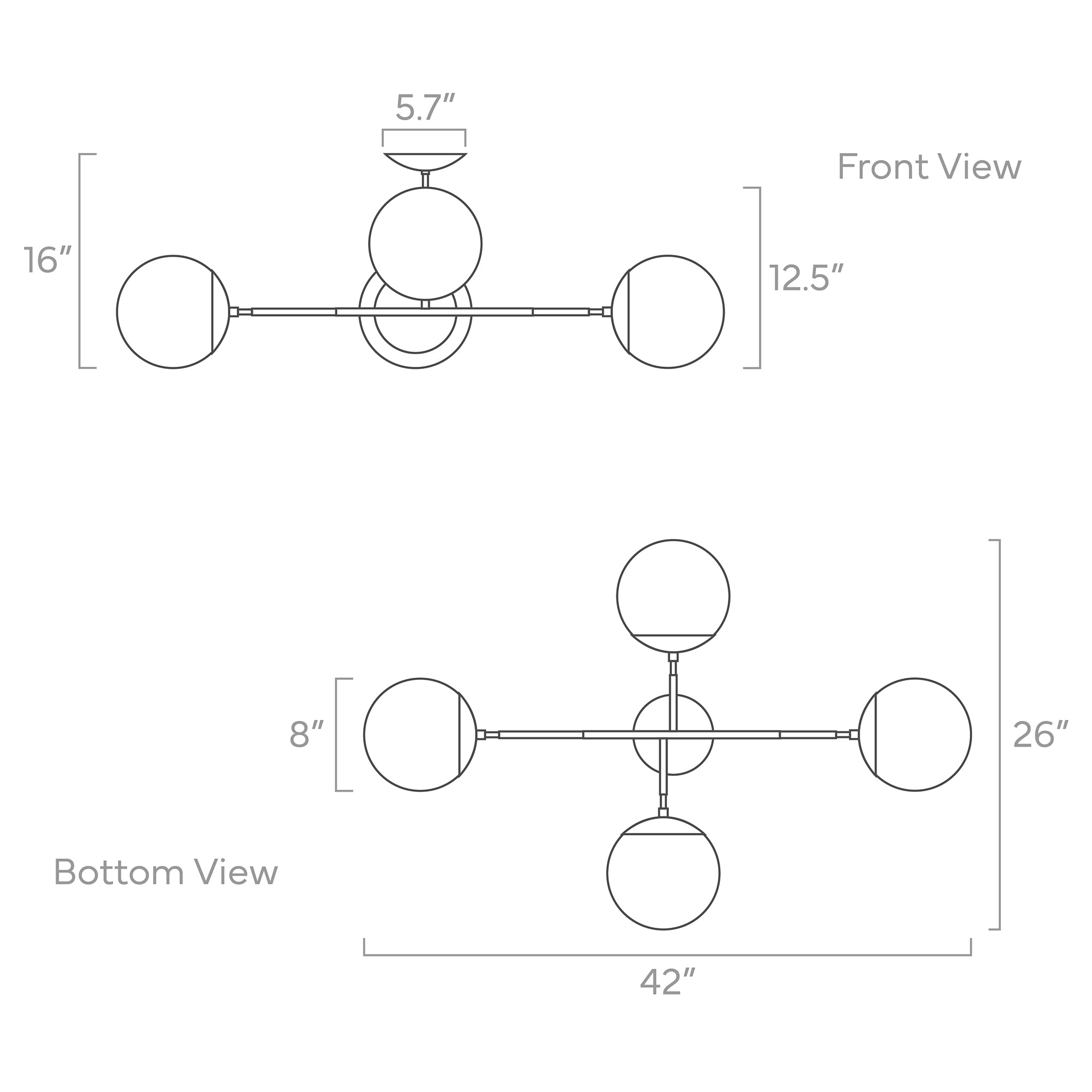 big status flush mount 42-inch ISO drawing, dutton brown lighting