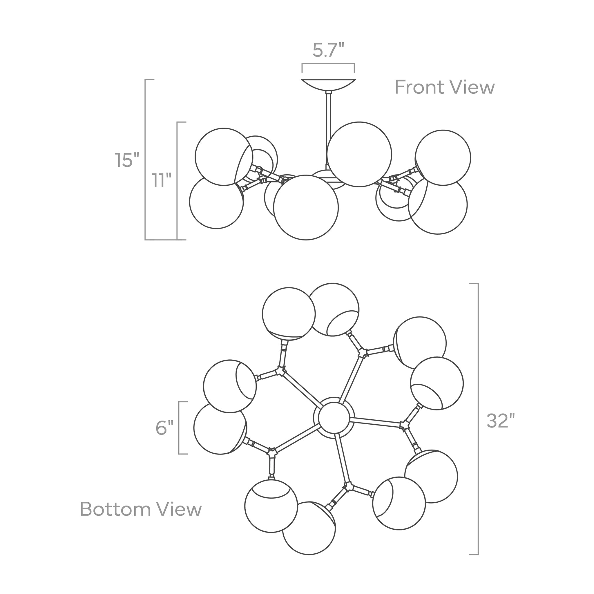 crown globe flush mount 32-inch ISO drawing, dutton brown lighting