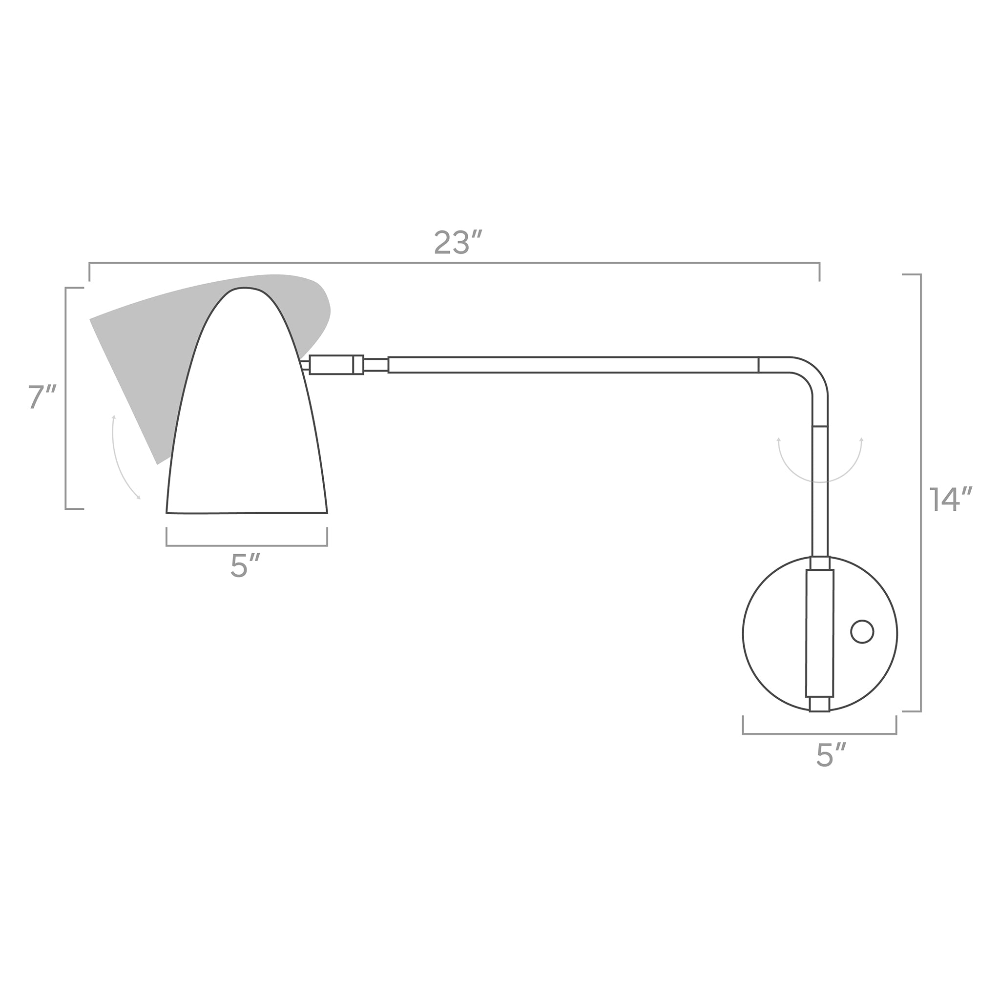 color boom swing arm adjustable wall sconce ISO drawing, dutton brown lighting