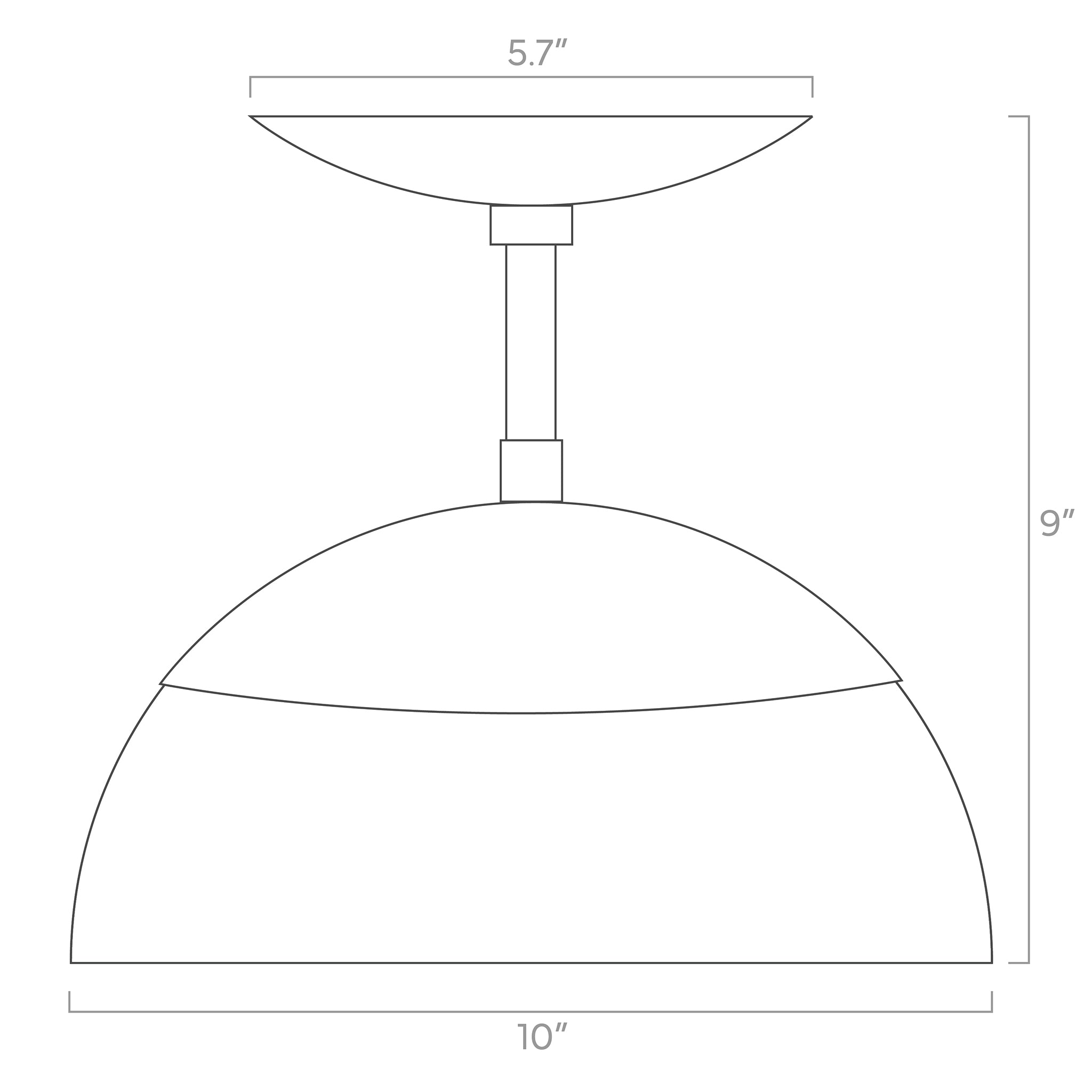 color cadbury dome flush mount 10-inch ISO drawing, dutton brown lighting