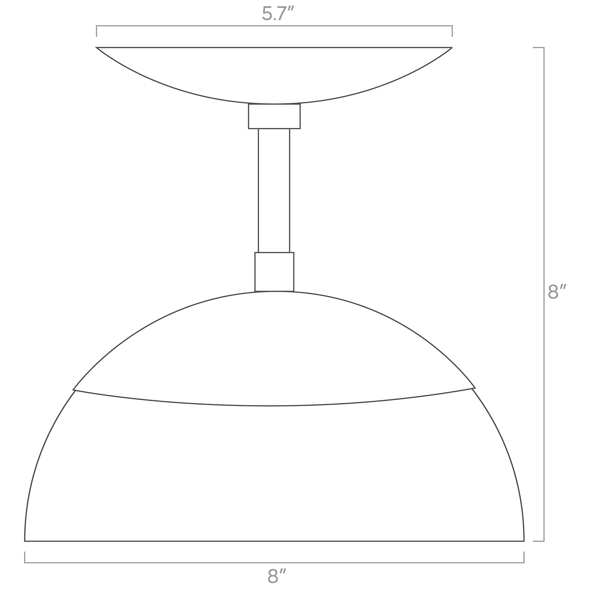 color cadbury dome flush mount 8-inch ISO drawing, dutton brown lighting