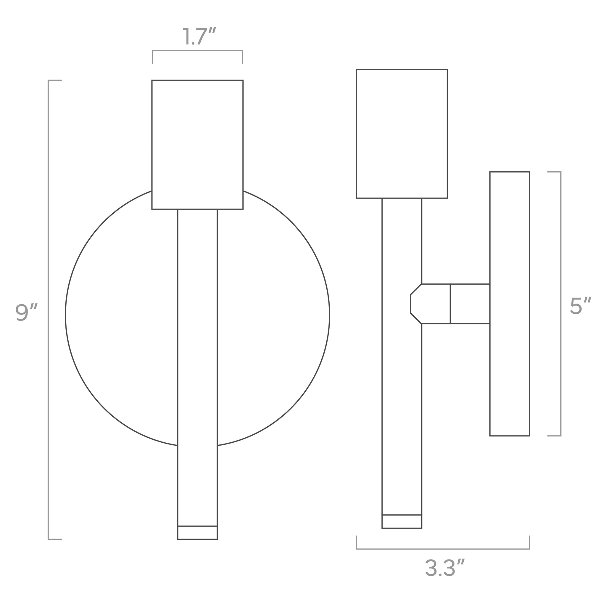 major wall sconce 9-inch ISO drawing, dutton brown lighting