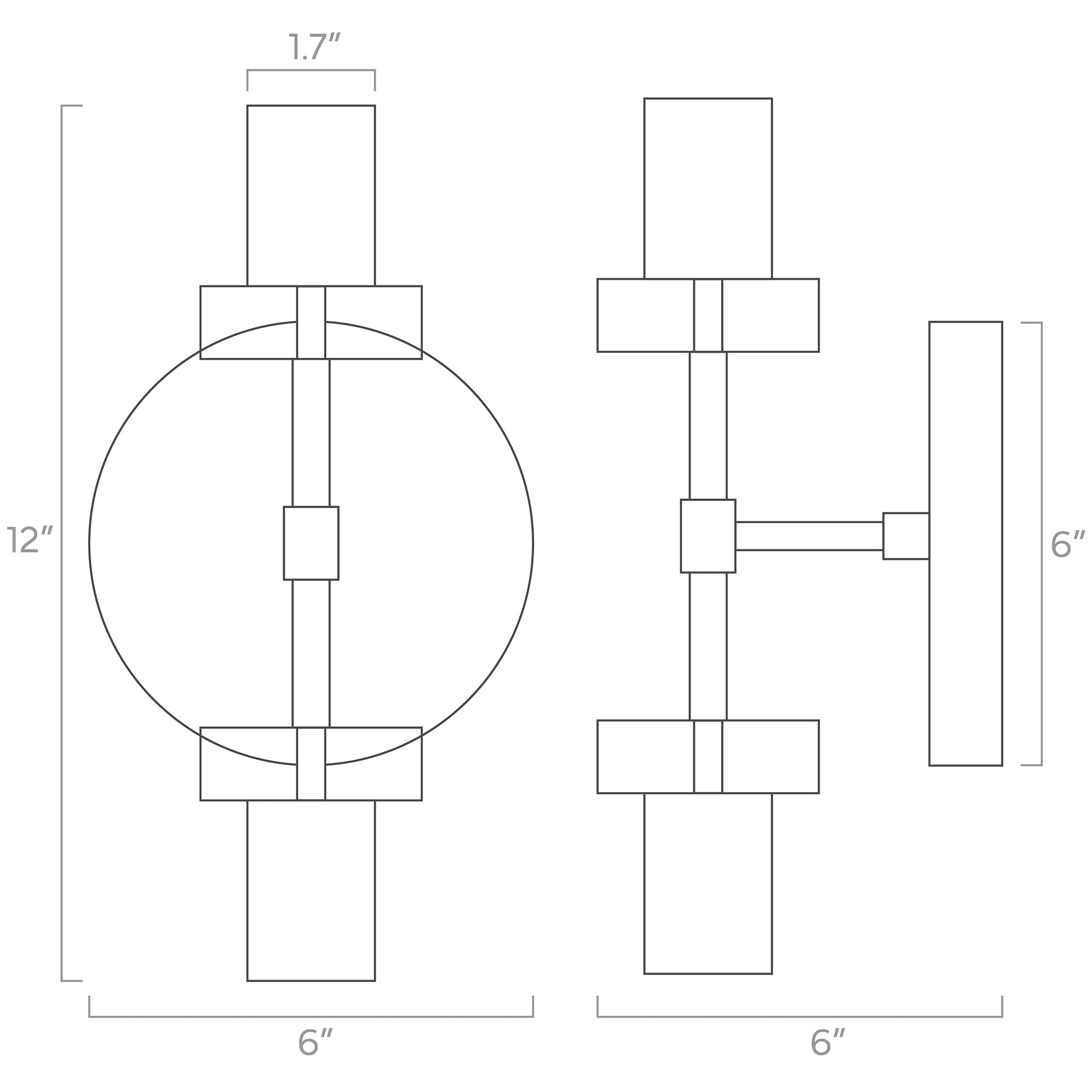 bianca acrylic wall sconce 12-inch ISO drawing, dutton brown lighting