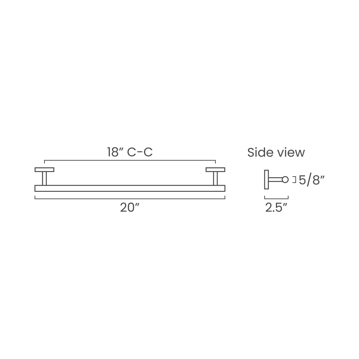 ISO drawing Color Swift Towel Bar 18 with measurements, Dutton Brown lighting