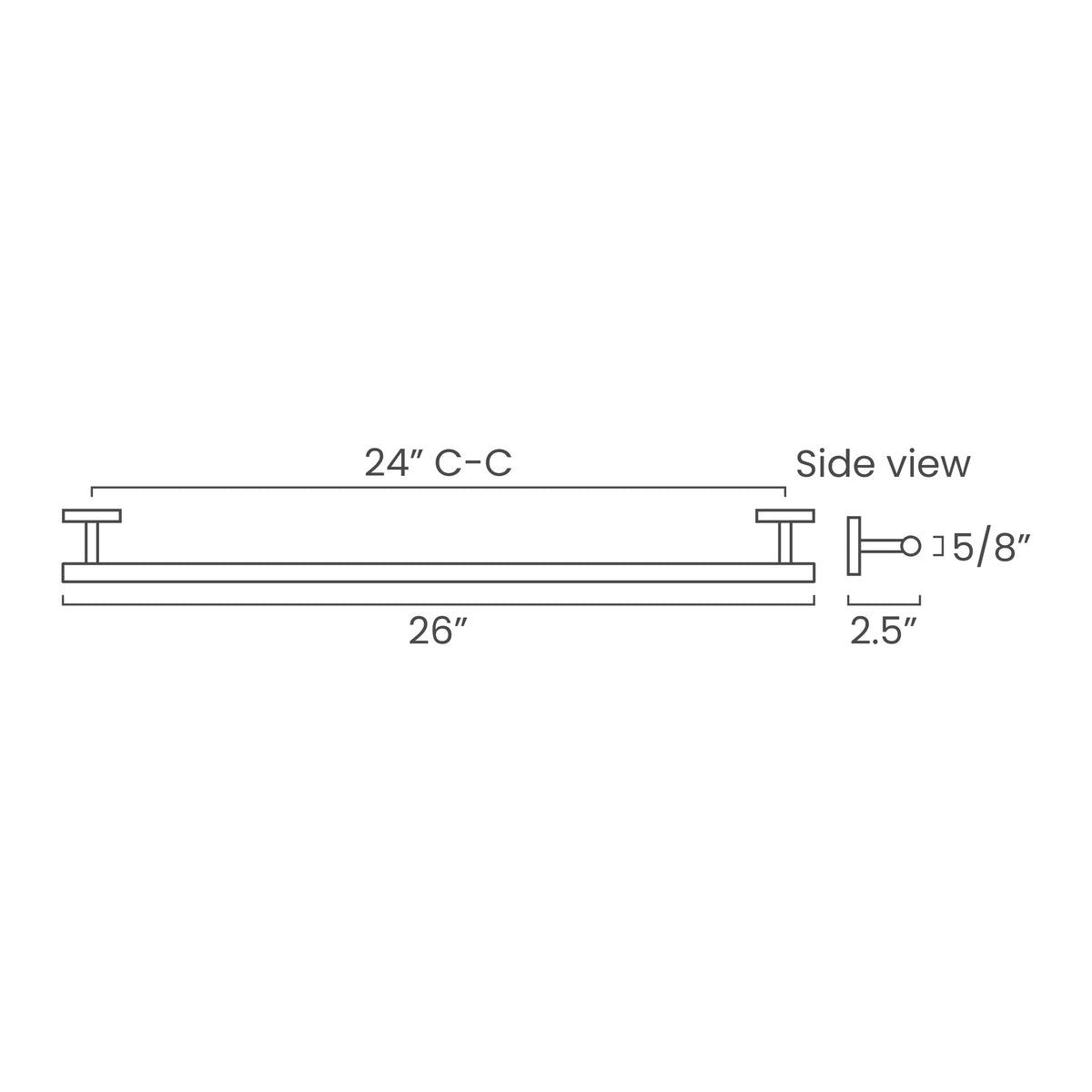 ISO drawing Color Swift Towel Bar 24 with measurements, Dutton Brown lighting