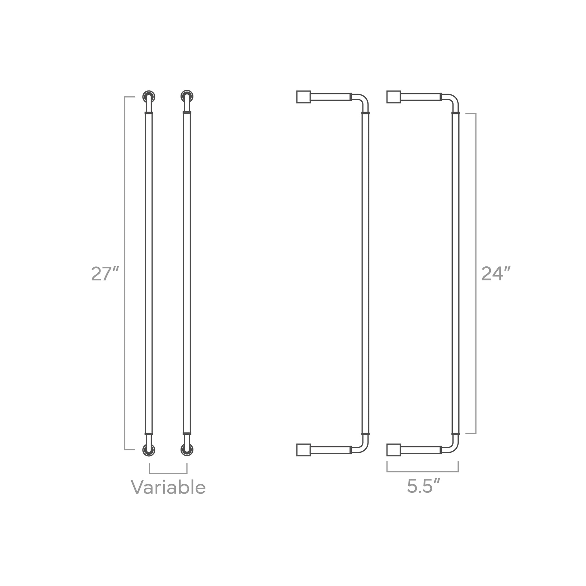 throne towel rack 24-inches ISO drawing, dutton brown hardware