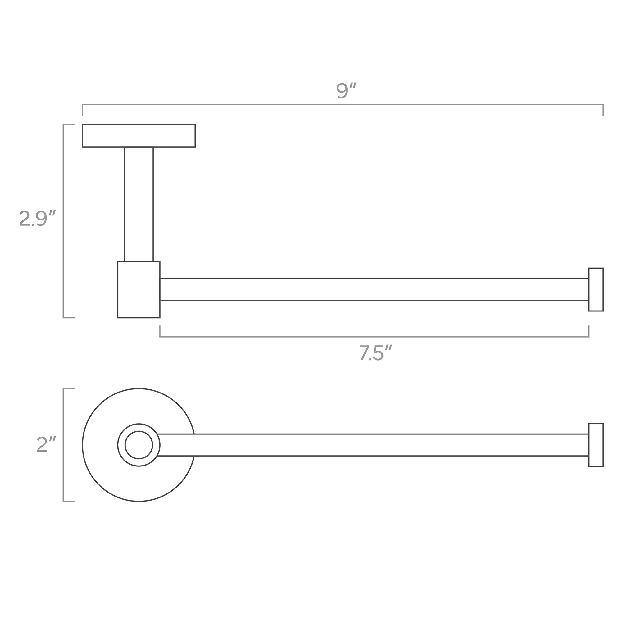 head hand towel bar ISO drawing, dutton brown hardware