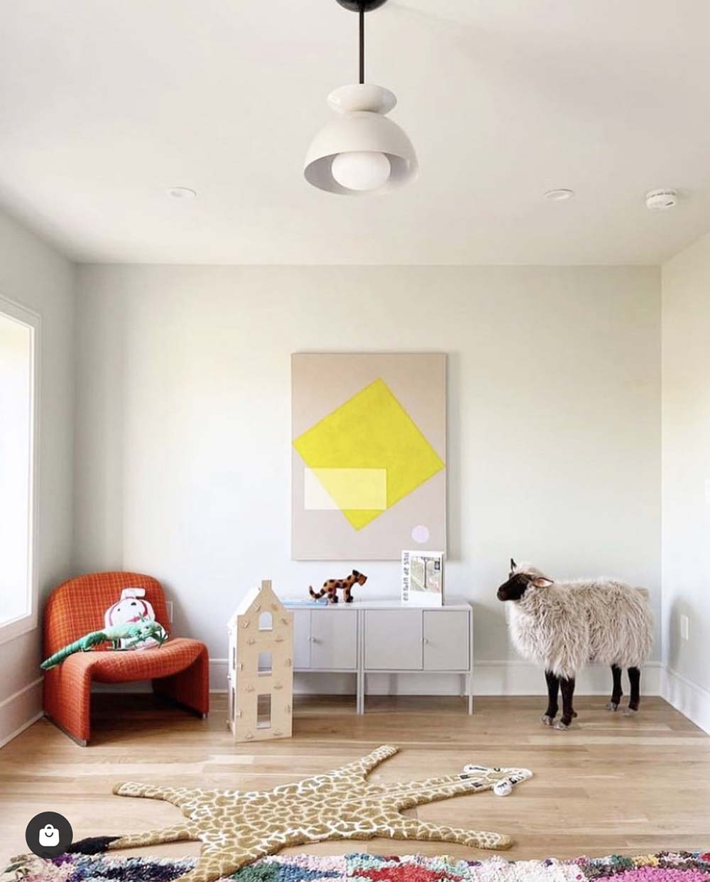 blackand  white color echo pendant 10" dutton brown lighting playroom