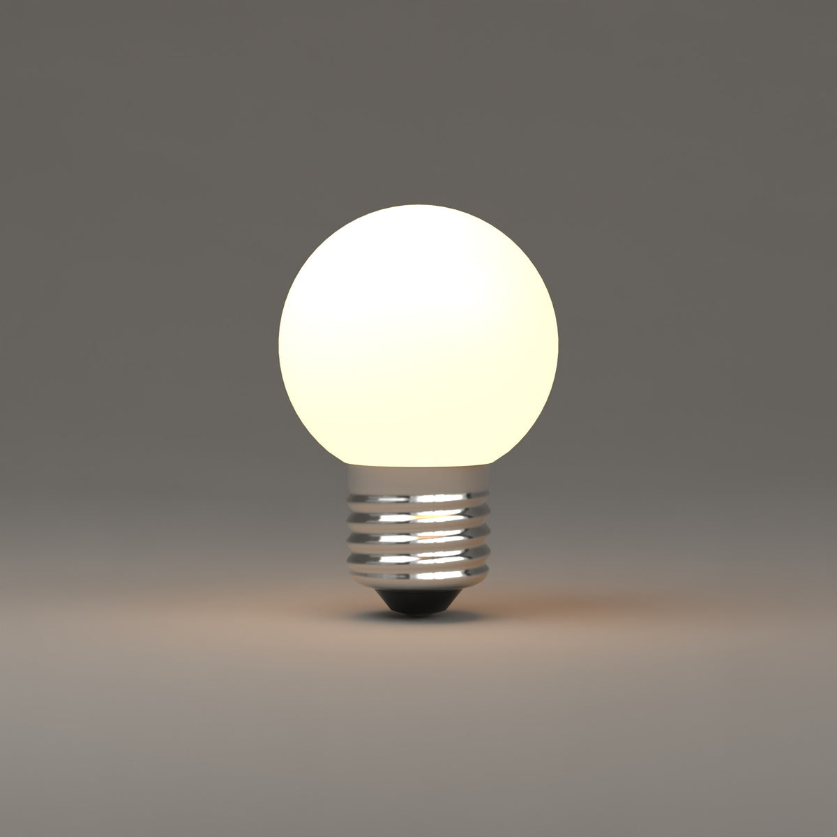 LED G16 Bulb lit, glowing warm white at 3000K. Dutton Brown lighting
