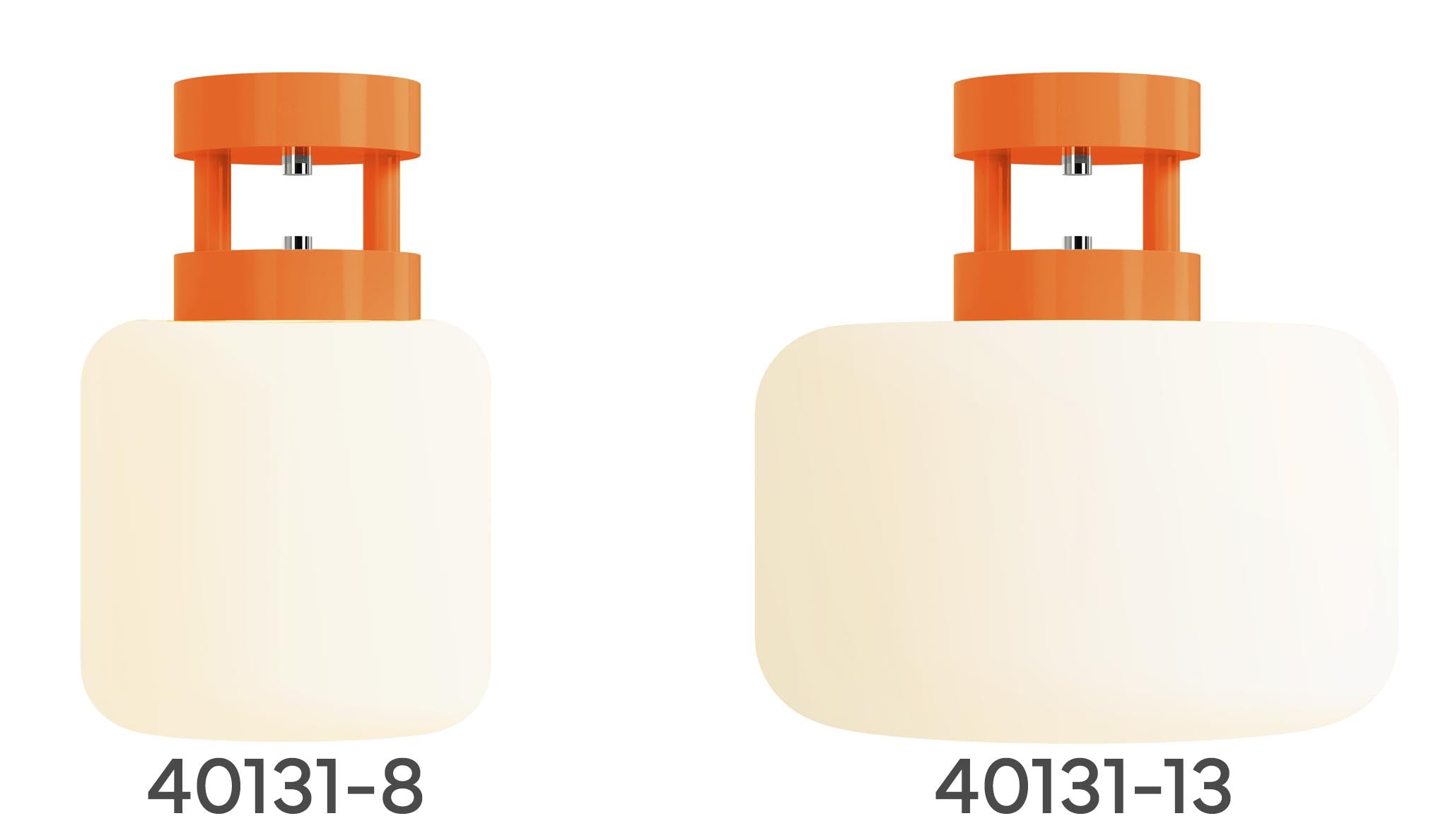 maxo flush mount size comparison 8" vs. 13" lighting dutton brown