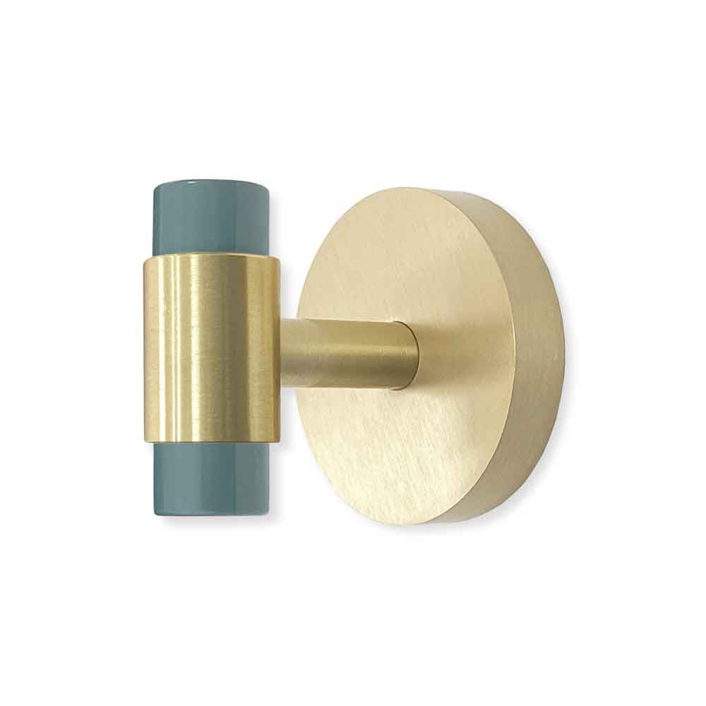 Brass and lagoon color Persona hook Dutton Brown hardware