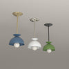 Echo Pendant 8 in Slate Blue with Brass, White with Nickel and Python Green with Black hardware, 8-second product video. Dutton Brown lighting