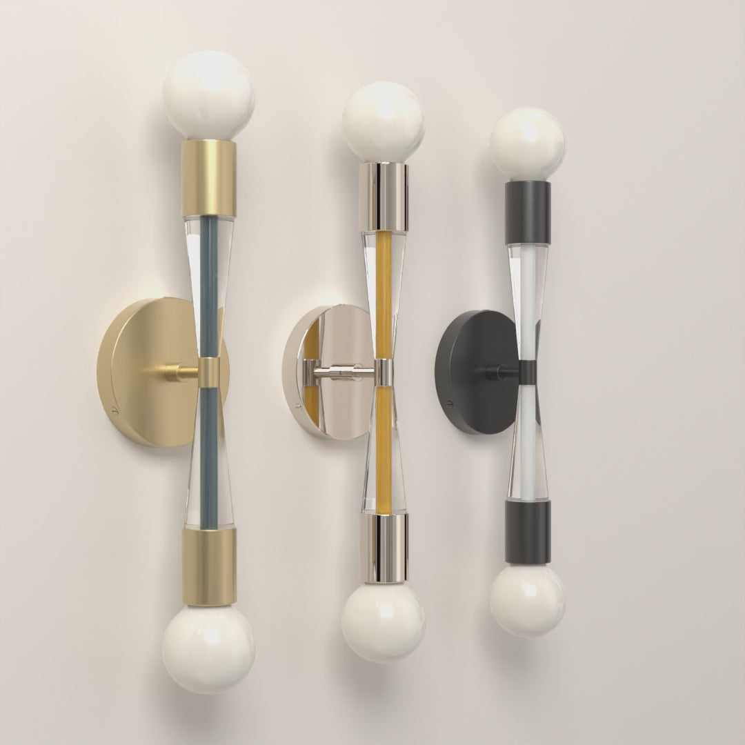Phoenix Sconce in Lagoon with Brass, Ochre with Nickel and White with Black hardware, 8-second product video. Dutton Brown lighting