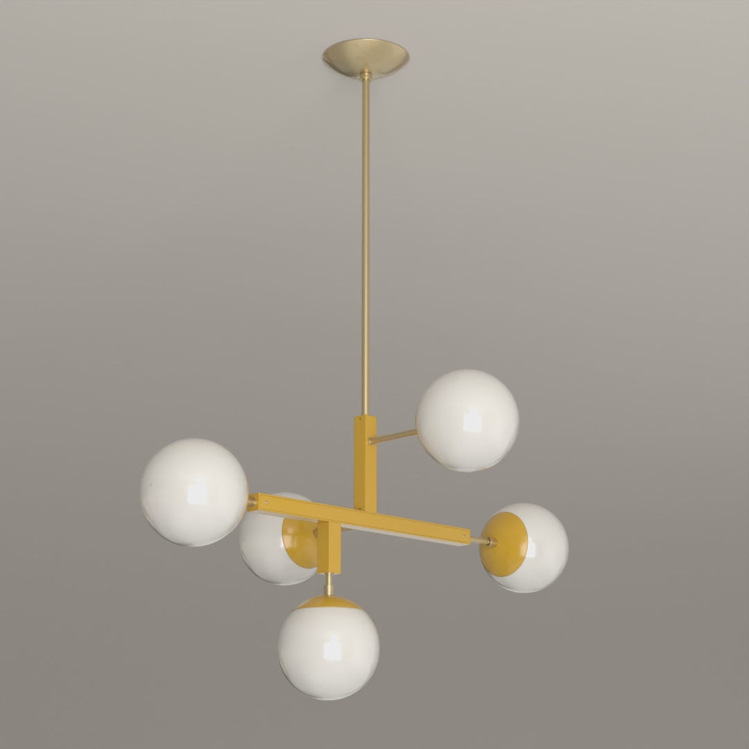 Prisma Chandelier 35 in Ochre with Brass hardware, 8-second product video. Dutton Brown lighting