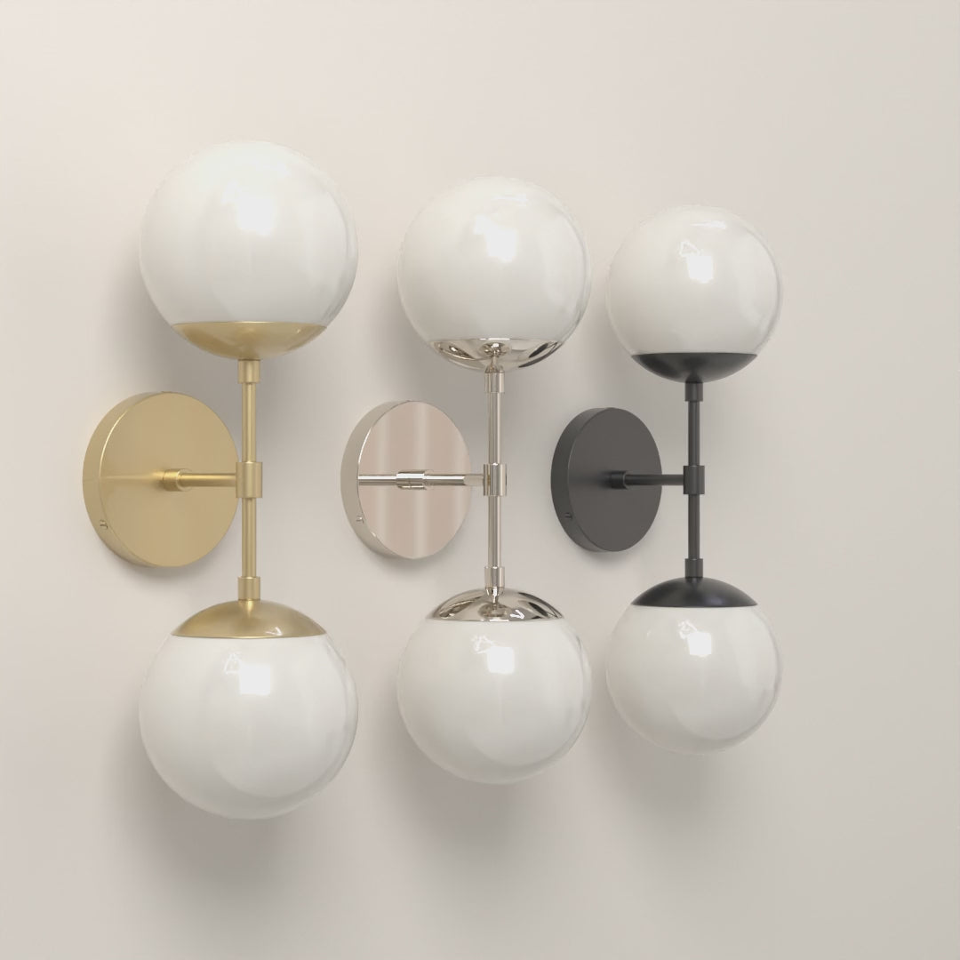 Cap Double Sconce 6 in All Brass, All Nickel and All Black, 8-second product video. Dutton Brown lighting