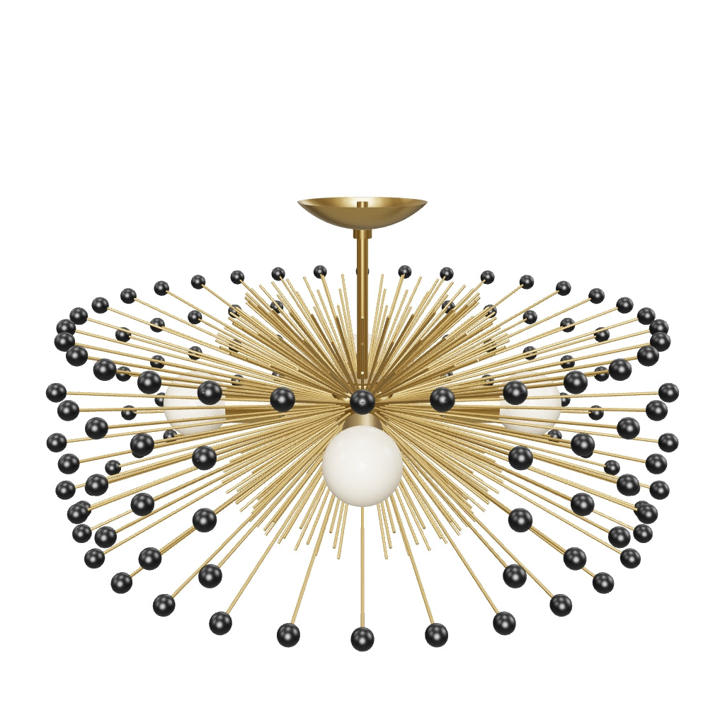 3D Viewer Dutton Brown Beaded Urchin Flush Mount 27 Brass Black
