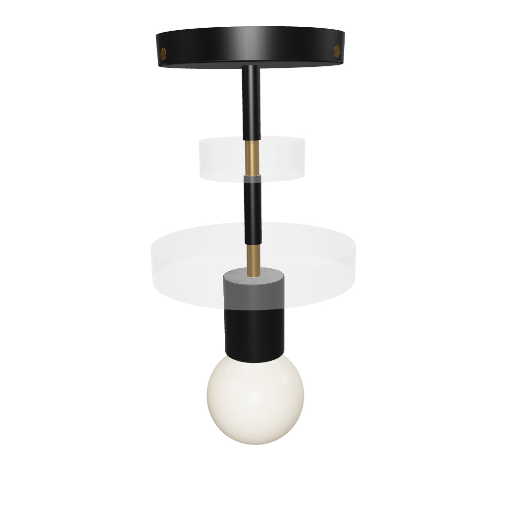 3D Viewer Dutton Brown Bling Flush Mount Brass Black