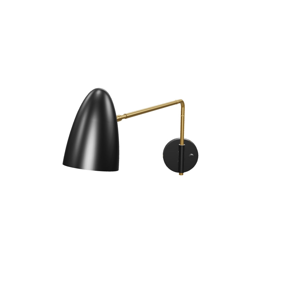 3D Viewer Dutton Brown Boom Swing Arm Sconce 17in Brass Black