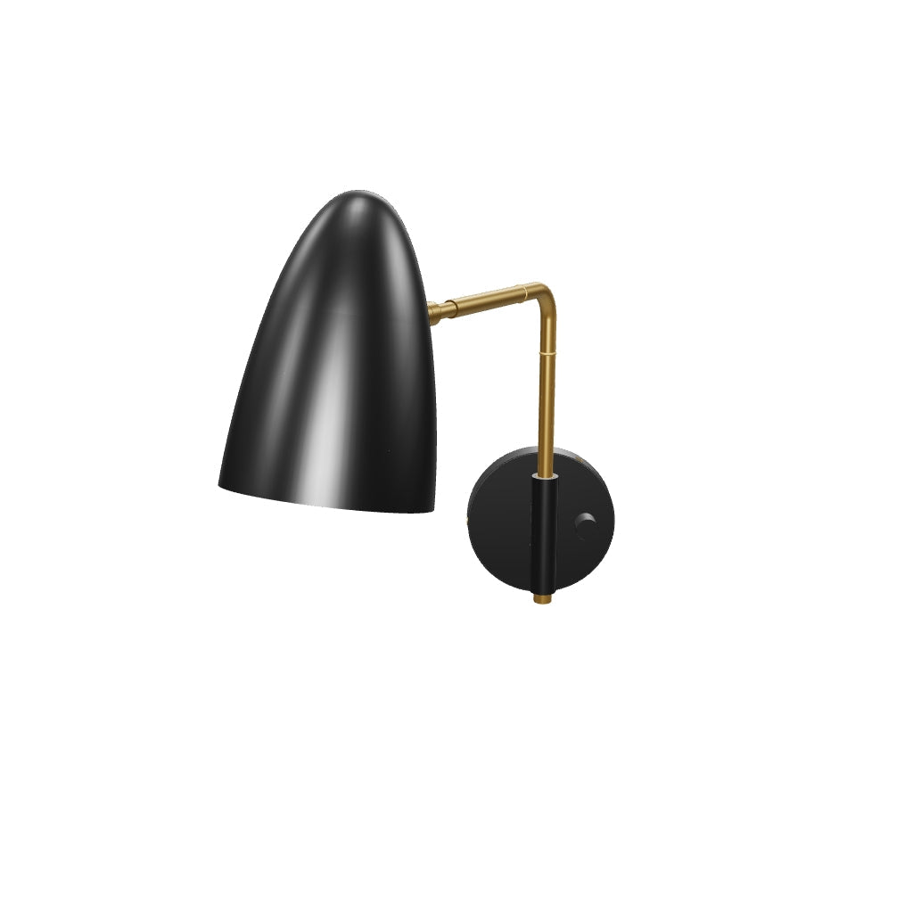 3D Viewer Dutton Brown Boom Swing Arm Sconce 9in Brass Black