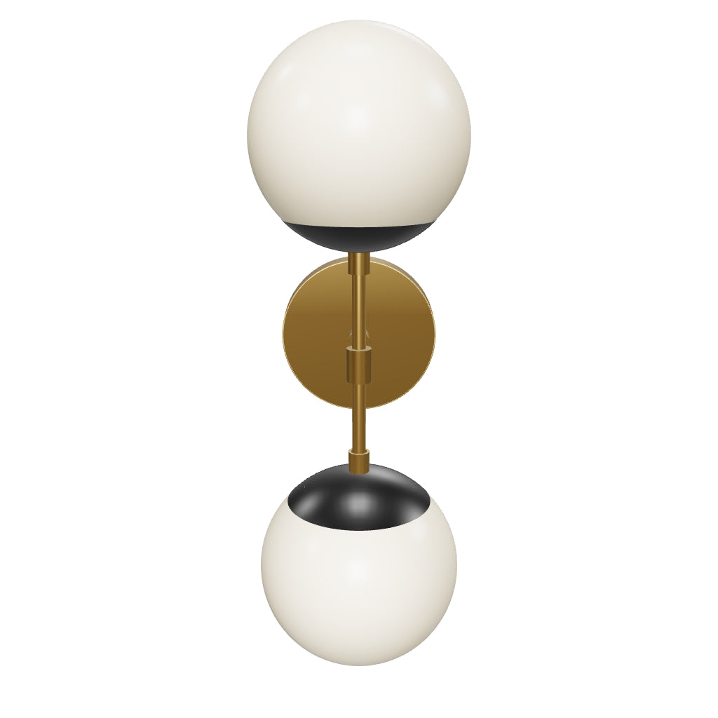 3D Viewer Dutton Brown Cap Double Sconce 6 Brass Black