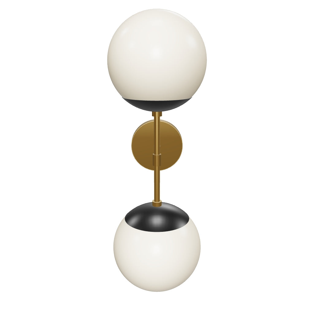3D Viewer Dutton Brown Cap Double Sconce 8 Brass Black