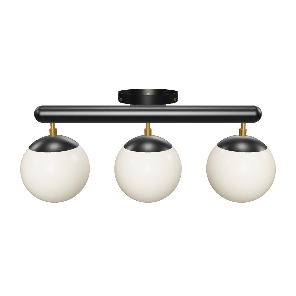 3D Viewer Dutton Brown Icon 3 Flush Mount Brass Black