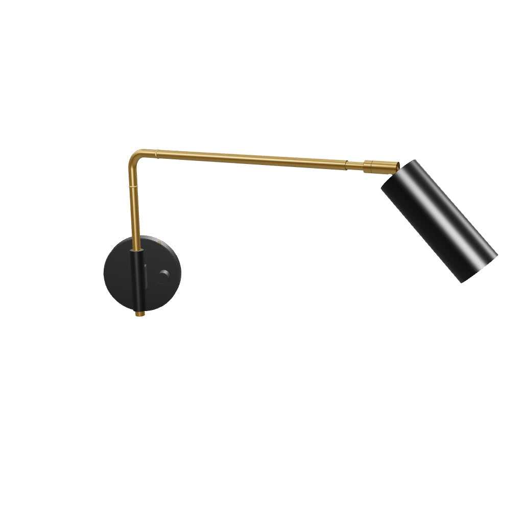 3D Viewer Dutton Brown Reader Swing Arm Sconce 17in Brass Black