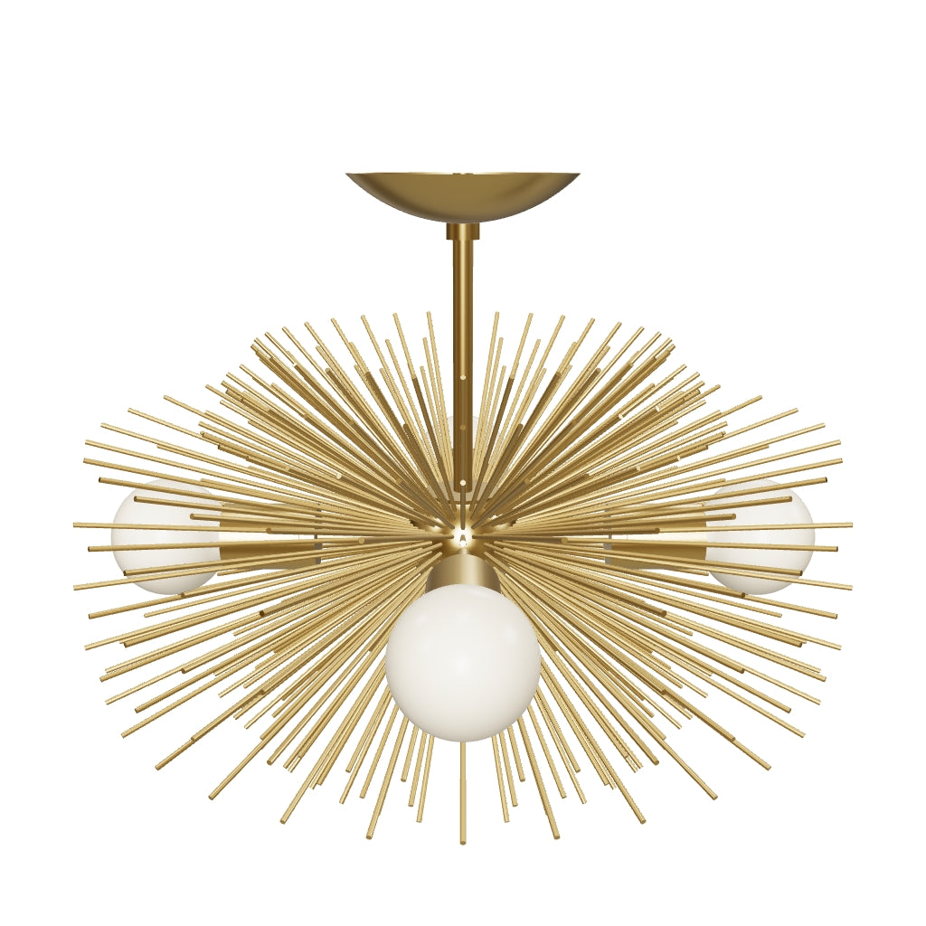 3D Viewer Dutton Brown Urchin Flush Mount 20 Brass