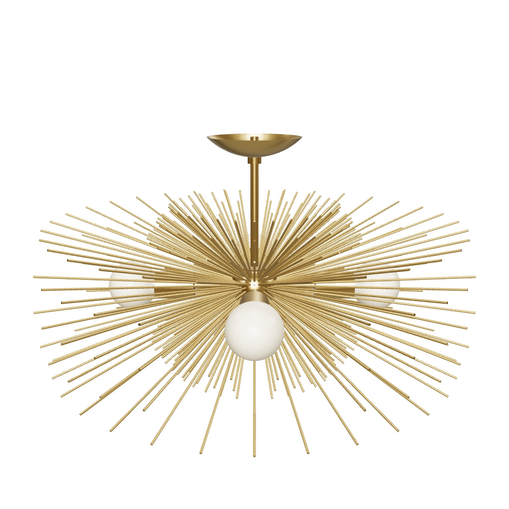 3D Viewer Dutton Brown Urchin Flush Mount 27 Brass
