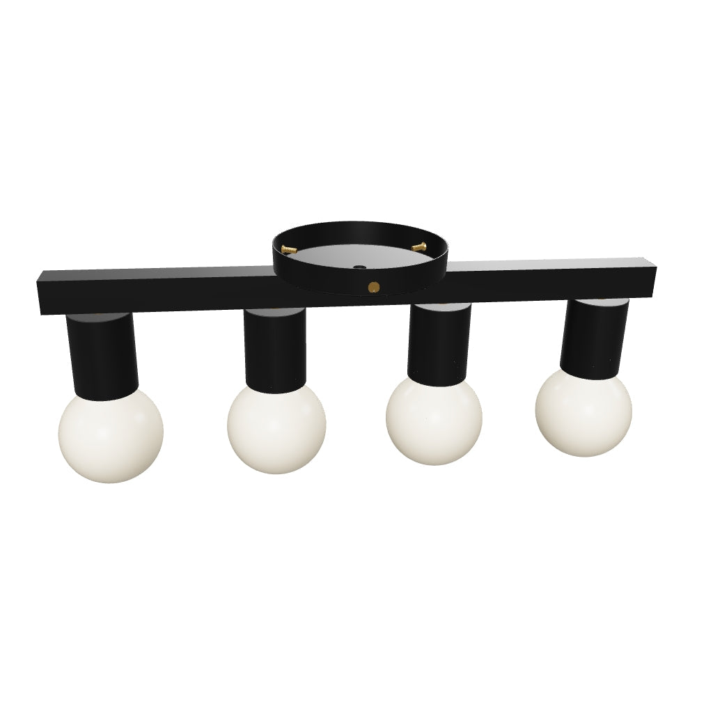 3D Viewer Dutton Brown Vogue 4 Flush Mount Brass Black