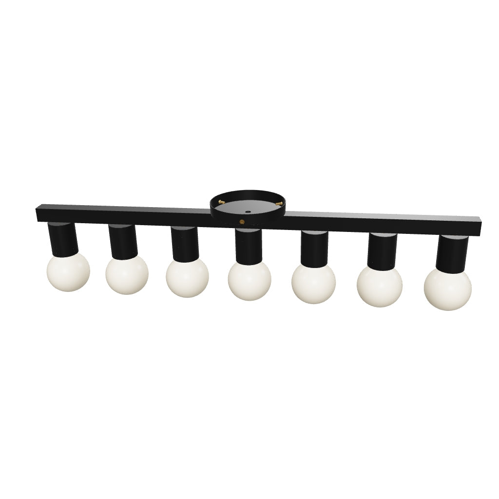 3D Viewer Dutton Brown Vogue 7 Flush Mount Brass Black