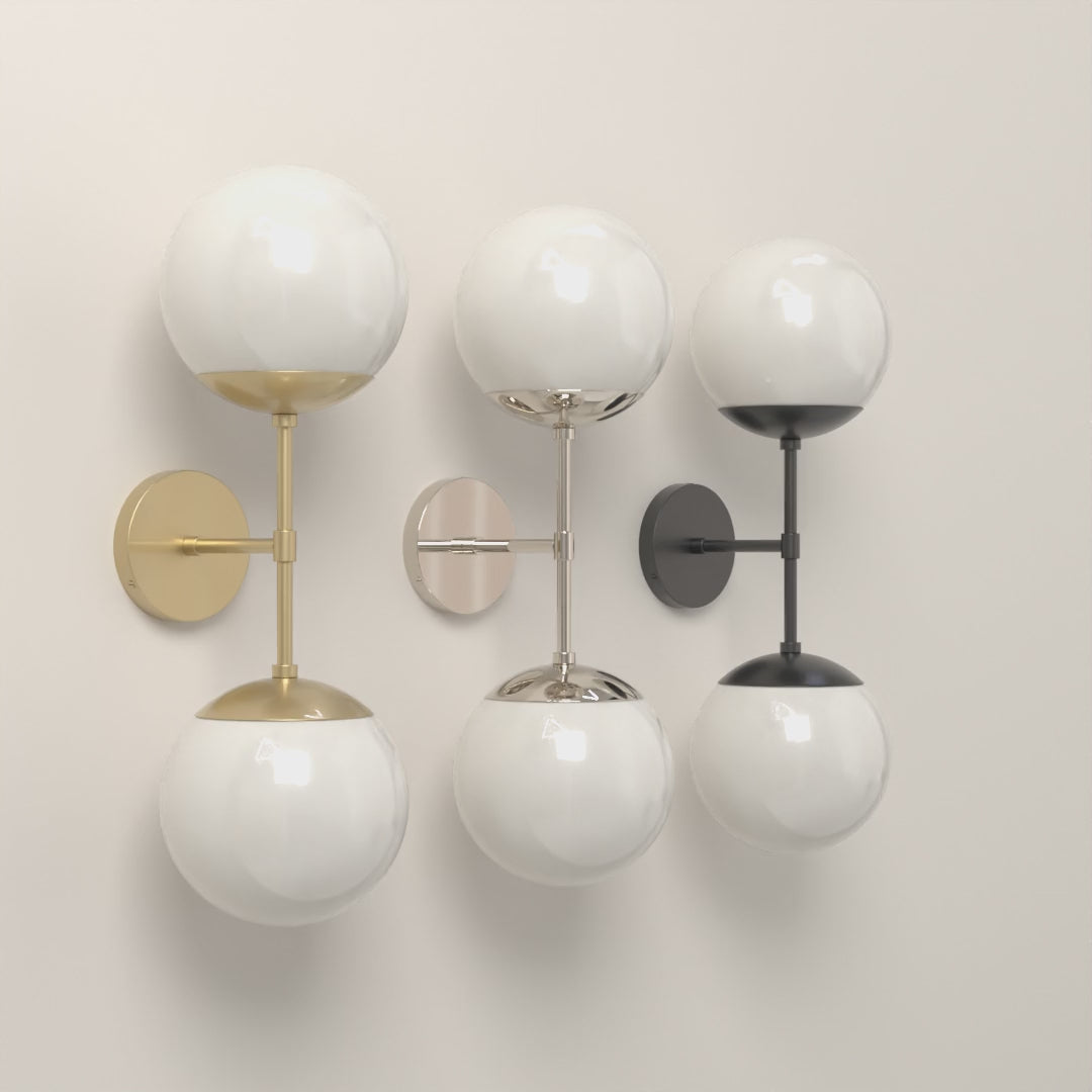 Cap Double Sconce 8 in All Brass, All Nickel and All Black, 8-second product video. Dutton Brown lighting