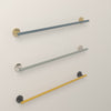 Swift Towel Bar 24 in Lagoon with Brass, Spa with Nickel and Ochre with Black hardware, 8-second product video. Dutton Brown lighting