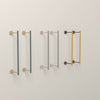 Swift Towel Rack 18 in Lagoon with Brass, Spa with Nickel and Ochre with Black hardware, 8-second product video. Dutton Brown lighting