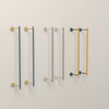 Swift Towel Rack 24 in Lagoon with Brass, Spa with Nickel and Ochre with Black hardware, 8-second product video. Dutton Brown lighting