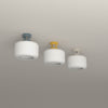 Maxo Flush Mount 13 in Lagoon with Brass, Ochre with Nickel and Bone with Black hardware, 8-second product video. Dutton Brown lighting