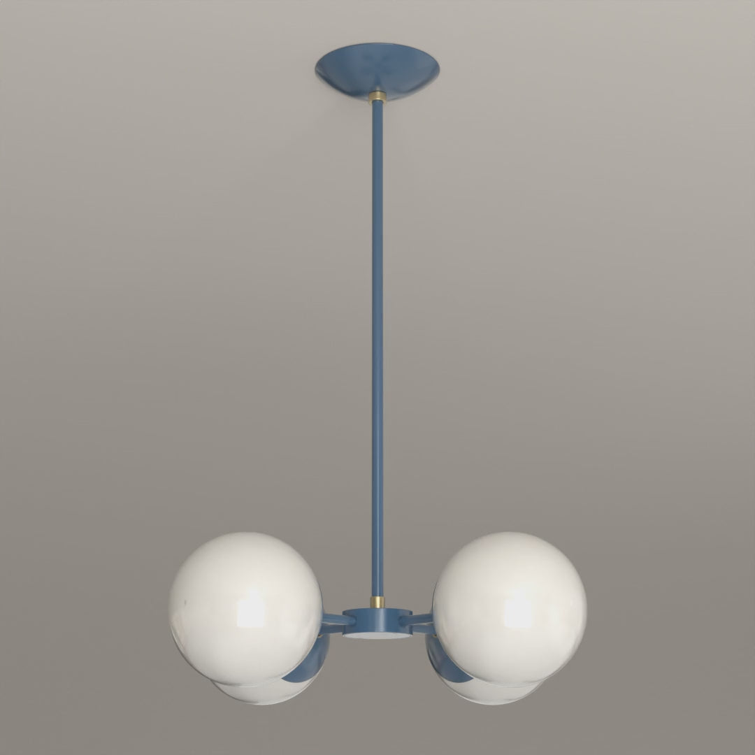 Orbi Chandelier in Slate Blue with Brass hardware, 8-second product video. Dutton Brown lighting