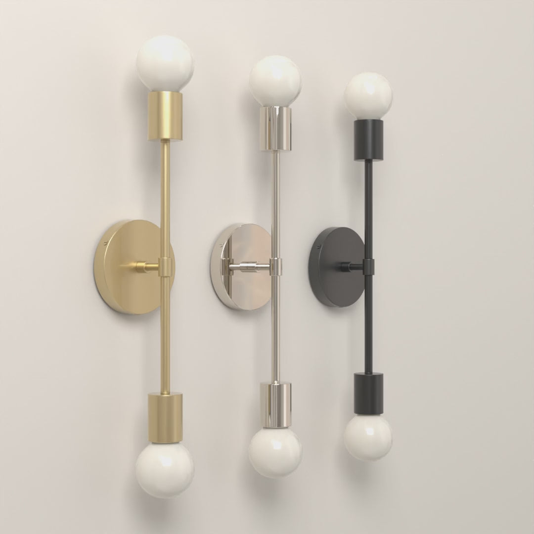Scepter Sconce 18 in All Brass, All Nickel and All Black, 8-second product video. Dutton Brown lighting